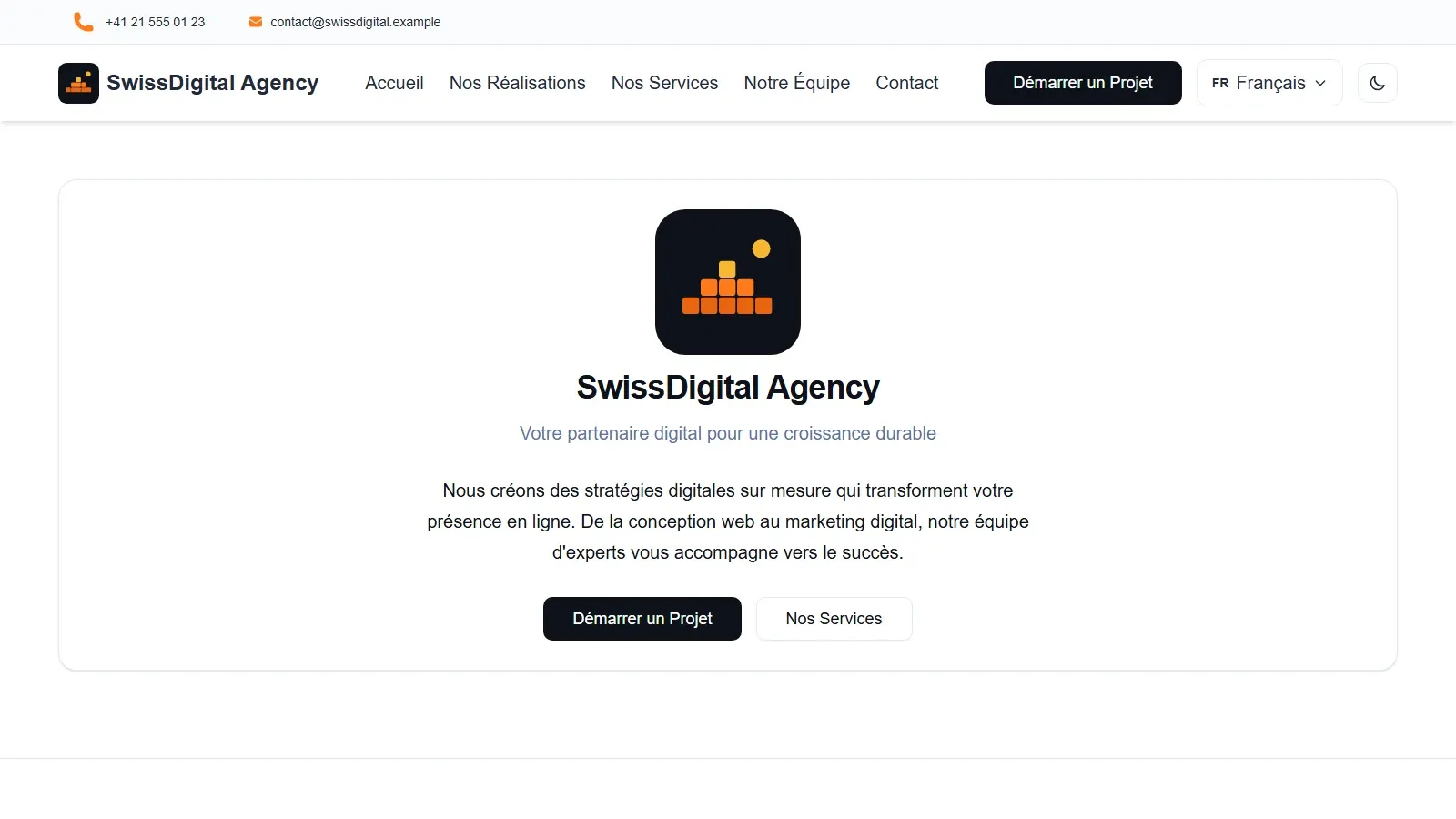 Homepage in light mode